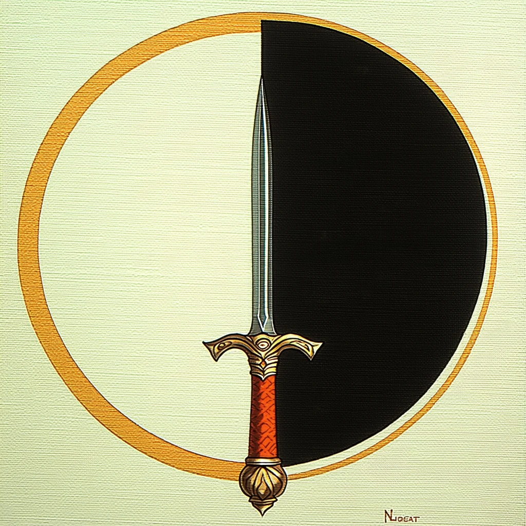 dagger shaped like half circle, painting