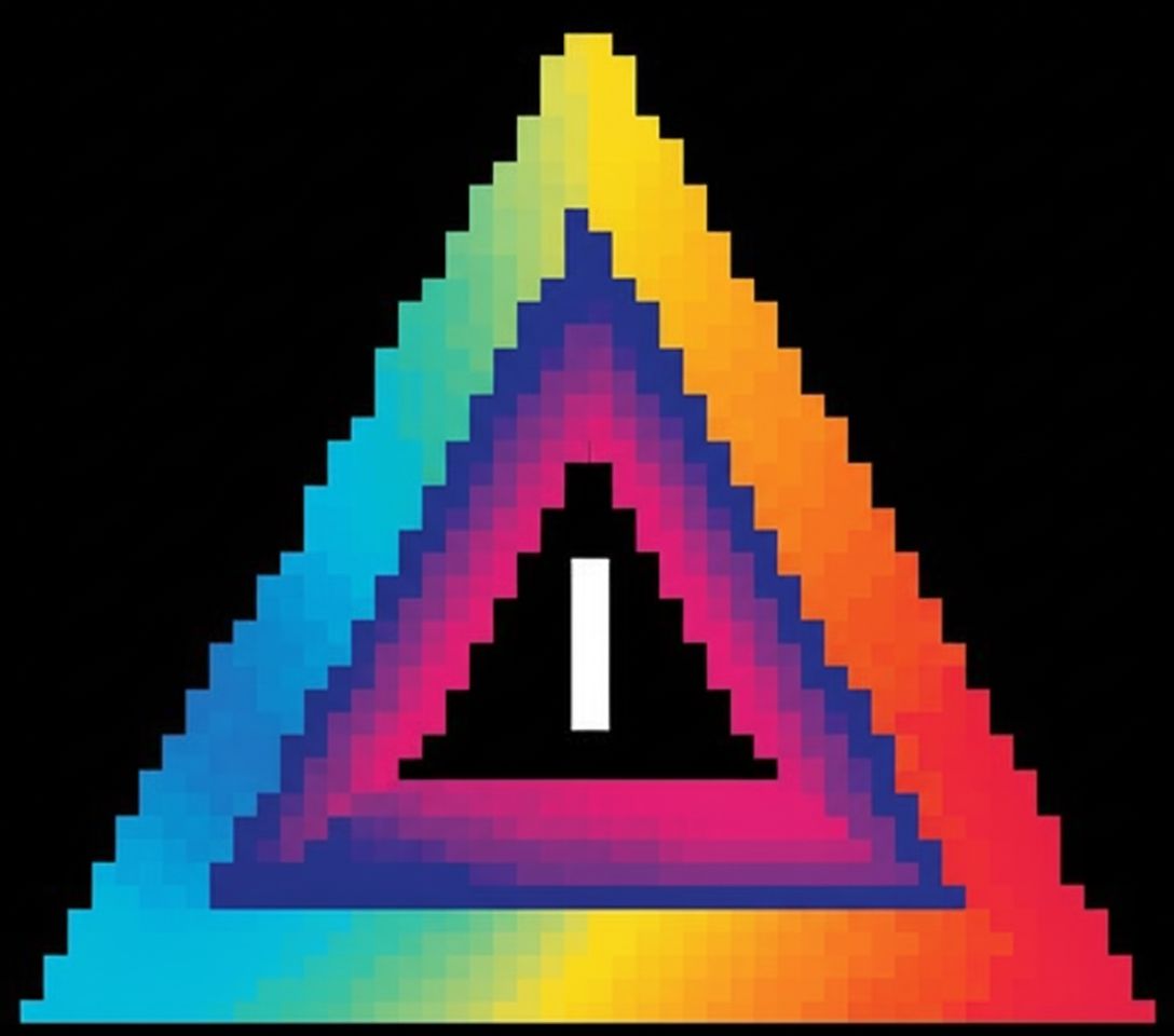 8-bit pixelated version of the logo. Retro game style.