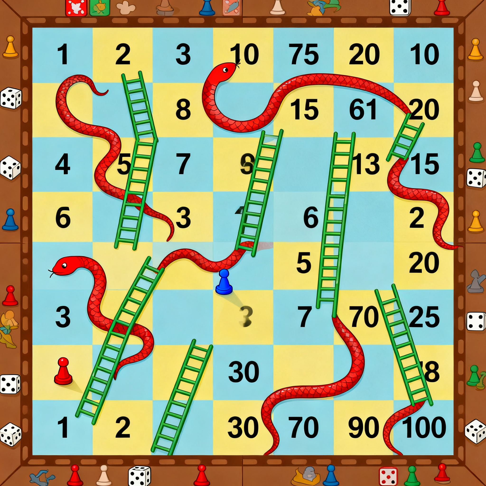 Snake and ladder board