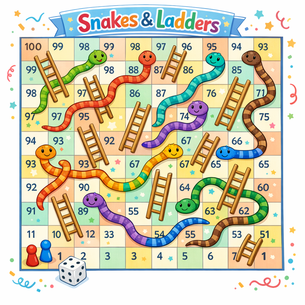 Snake and ladder board
