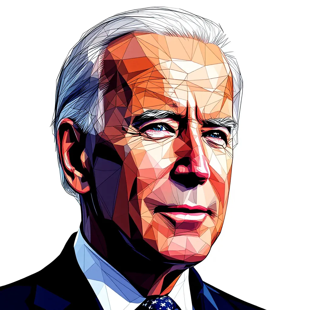 Portrait of Joe Biden using only lines and polygons, Suprematist style influence