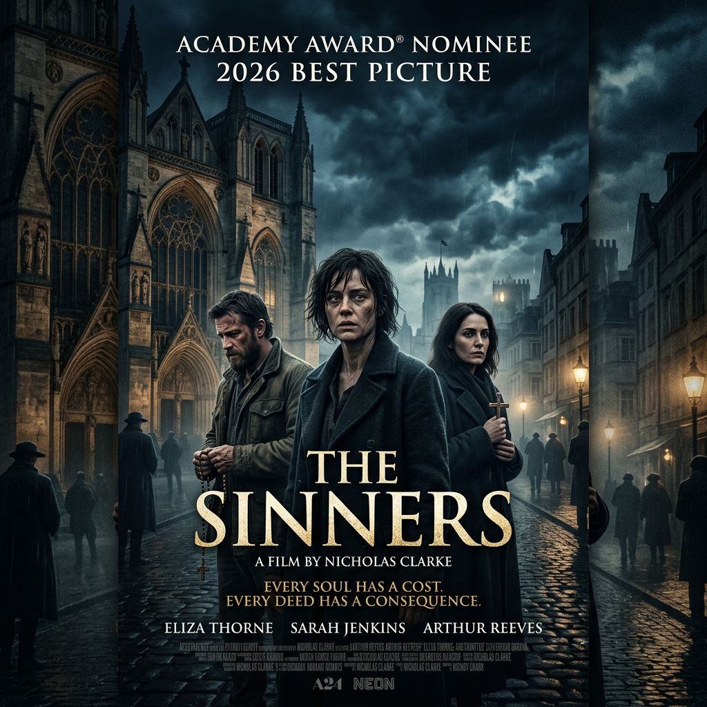 Design a visually stunning film poster for the 2026 oscar nominated movie "The Sinners".