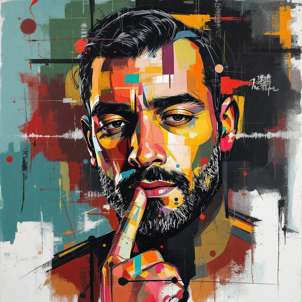 Portrait of a man in abstract art style