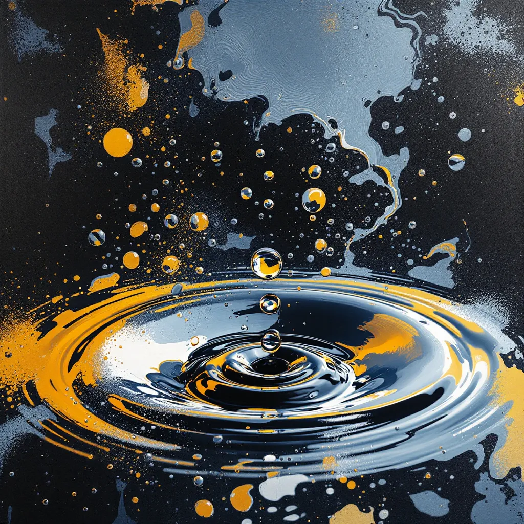 Abstract art, Oil drop on water, Bright Light, High Contrast, Modernistic