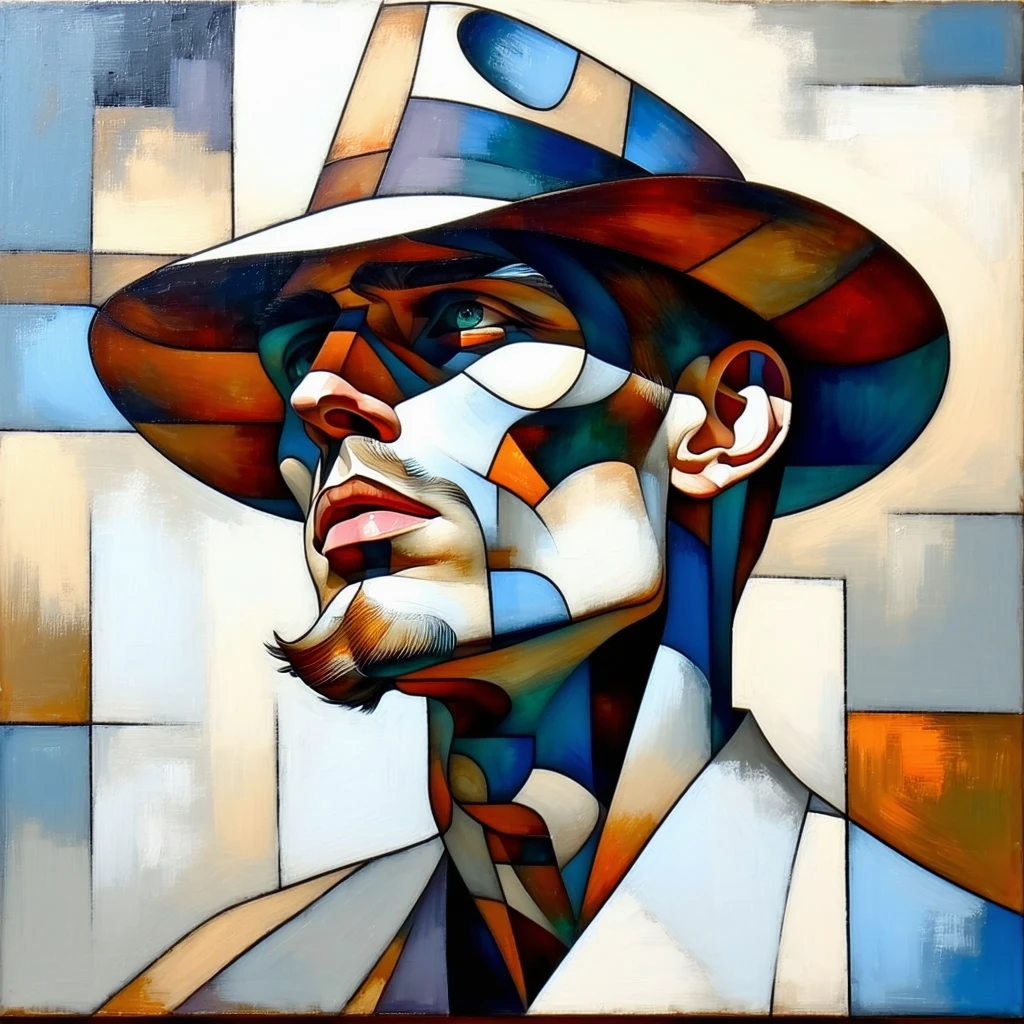 Portrait of a man in cubism style.