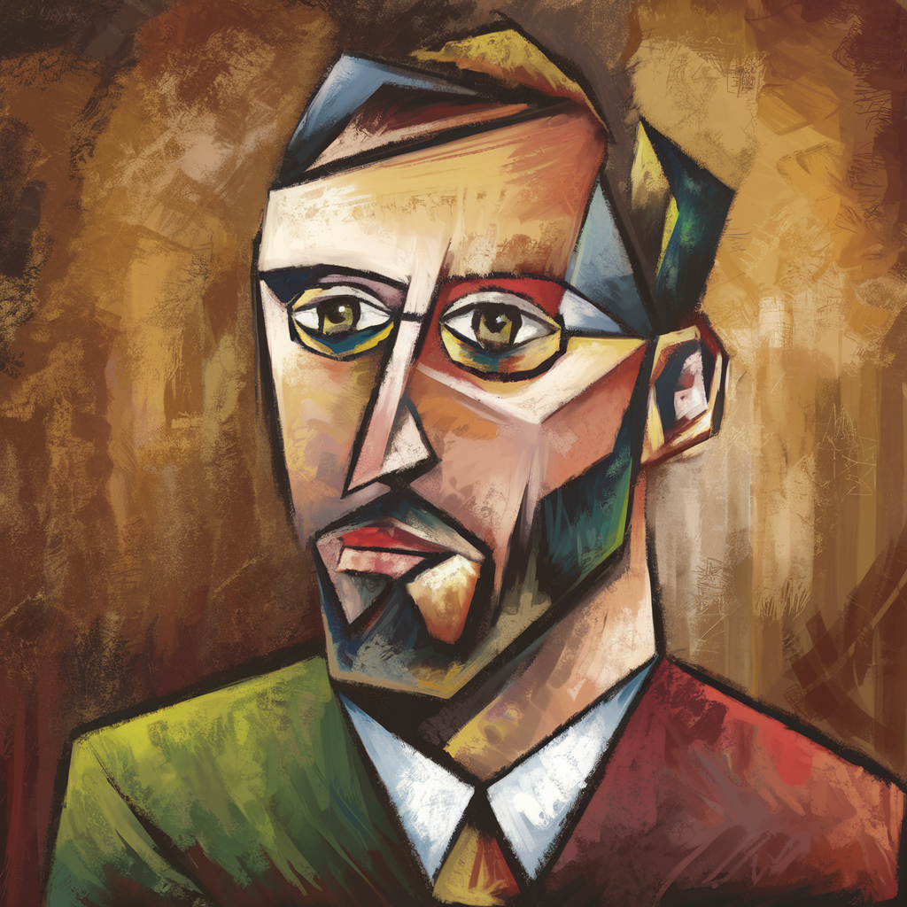 Portrait of a man in cubism style.